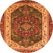 Round Abstract Orange Modern Rug, abs3600org