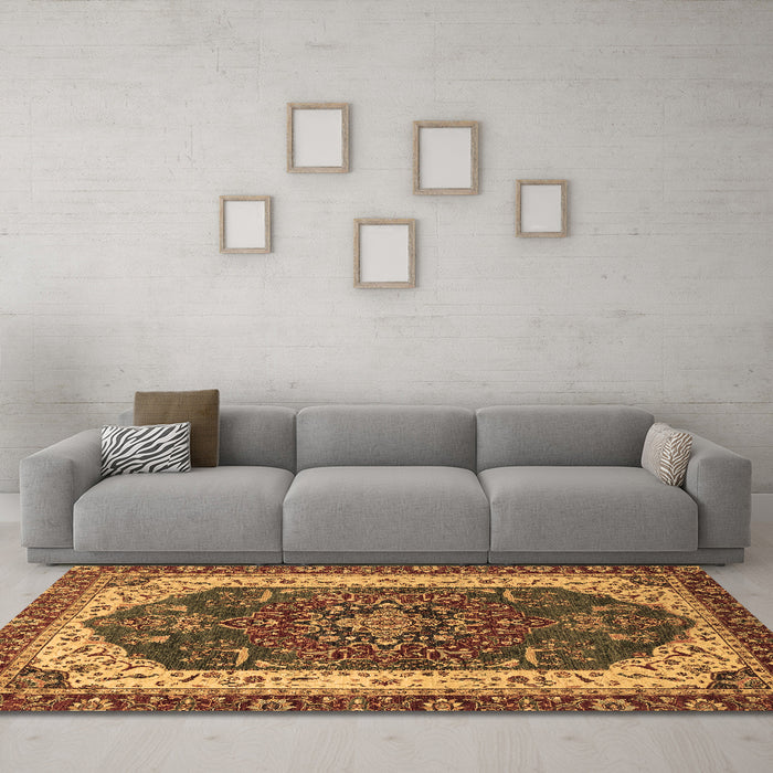 Machine Washable Abstract Brown Modern Rug in a Living Room,, wshabs3600brn