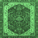 Square Machine Washable Abstract Emerald Green Modern Area Rugs, wshabs3600emgrn