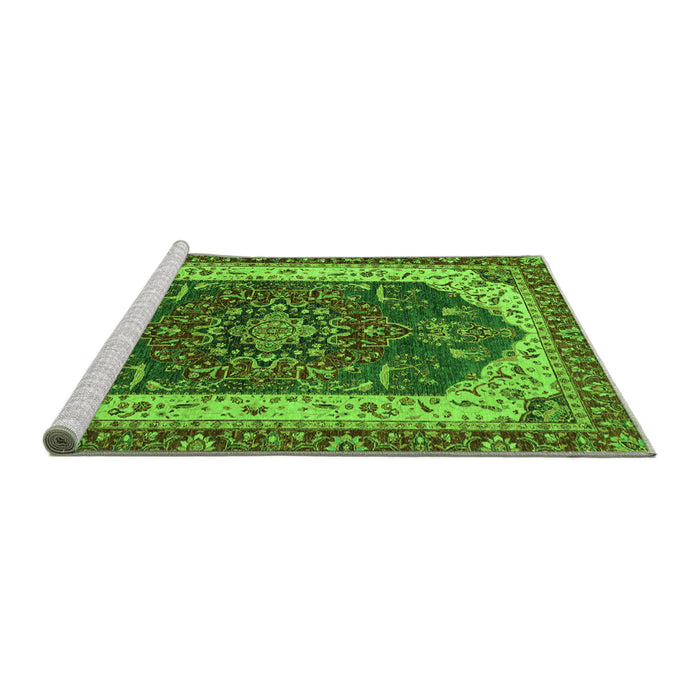 Sideview of Machine Washable Abstract Green Modern Area Rugs, wshabs3600grn