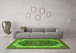 Machine Washable Abstract Green Modern Area Rugs in a Living Room,, wshabs3600grn