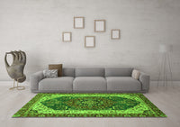 Machine Washable Abstract Green Modern Rug, wshabs3600grn