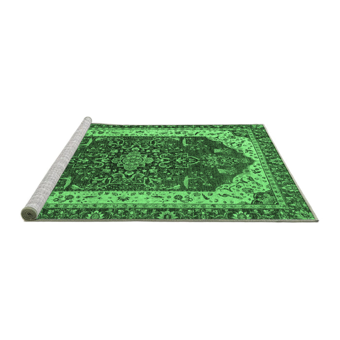 Sideview of Machine Washable Abstract Emerald Green Modern Area Rugs, wshabs3600emgrn