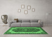 Machine Washable Abstract Emerald Green Modern Area Rugs in a Living Room,, wshabs3600emgrn