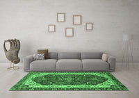 Machine Washable Abstract Emerald Green Modern Rug, wshabs3600emgrn