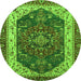 Round Machine Washable Abstract Green Modern Area Rugs, wshabs3600grn