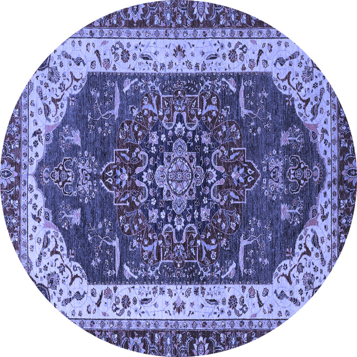 Round Abstract Blue Modern Rug, abs3600blu
