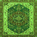 Square Machine Washable Abstract Green Modern Area Rugs, wshabs3600grn