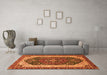 Machine Washable Abstract Orange Modern Area Rugs in a Living Room, wshabs3600org