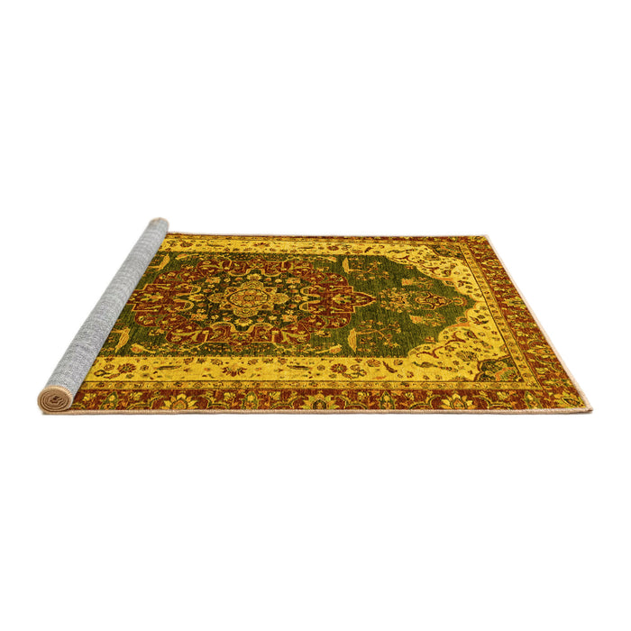 Sideview of Machine Washable Abstract Yellow Modern Rug, wshabs3600yw