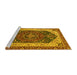 Sideview of Machine Washable Abstract Yellow Modern Rug, wshabs3600yw