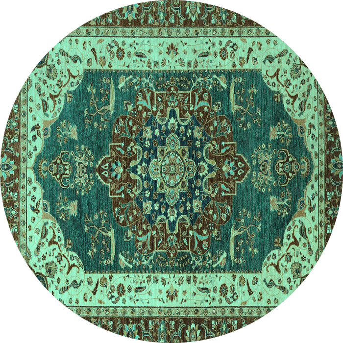 Round Abstract Turquoise Modern Rug, abs3600turq