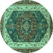 Round Abstract Turquoise Modern Rug, abs3600turq