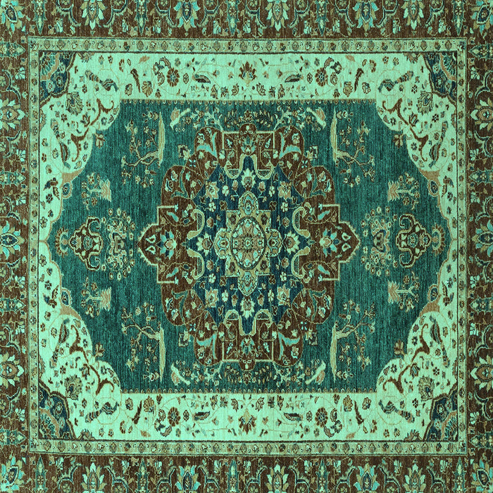 Square Machine Washable Abstract Turquoise Modern Area Rugs, wshabs3600turq