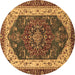 Round Abstract Brown Modern Rug, abs3600brn