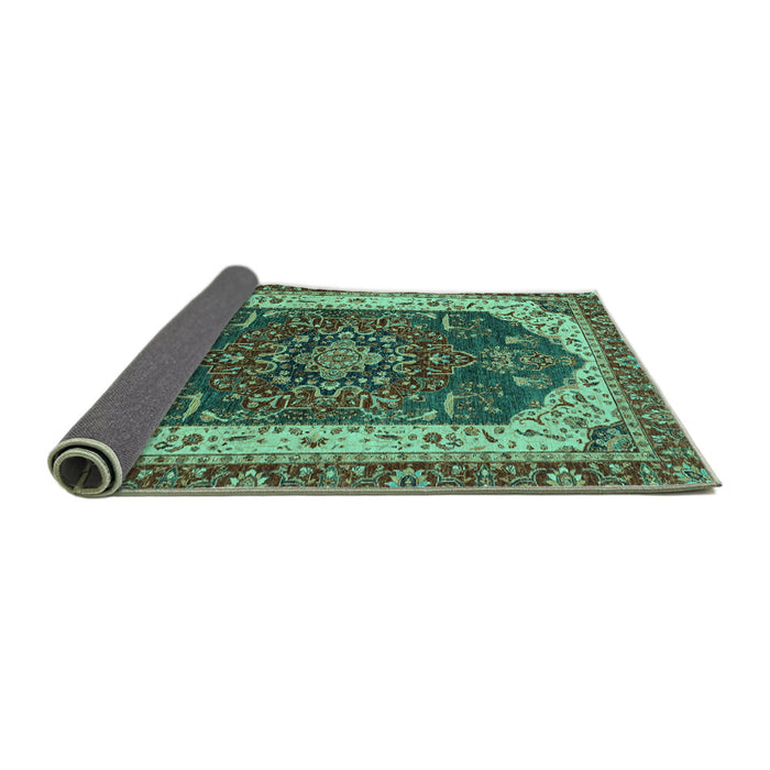 Sideview of Abstract Turquoise Modern Rug, abs3600turq