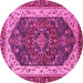 Round Machine Washable Abstract Pink Modern Rug, wshabs3600pnk