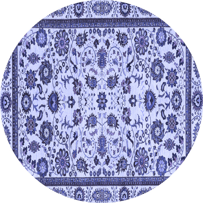 Round Abstract Blue Modern Rug, abs3601blu