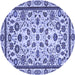 Round Abstract Blue Modern Rug, abs3601blu