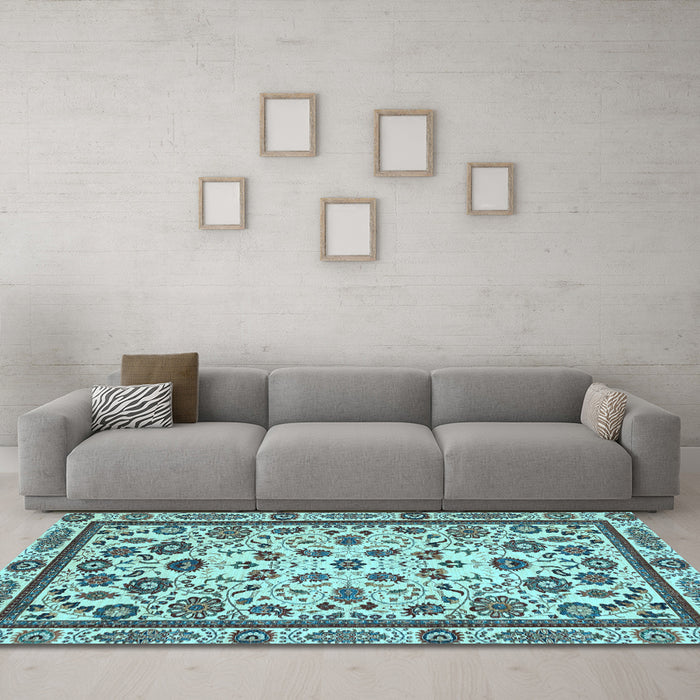 Machine Washable Abstract Light Blue Modern Rug in a Living Room, wshabs3601lblu