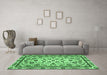 Machine Washable Abstract Emerald Green Modern Area Rugs in a Living Room,, wshabs3601emgrn