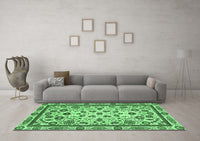 Machine Washable Abstract Emerald Green Modern Rug, wshabs3601emgrn