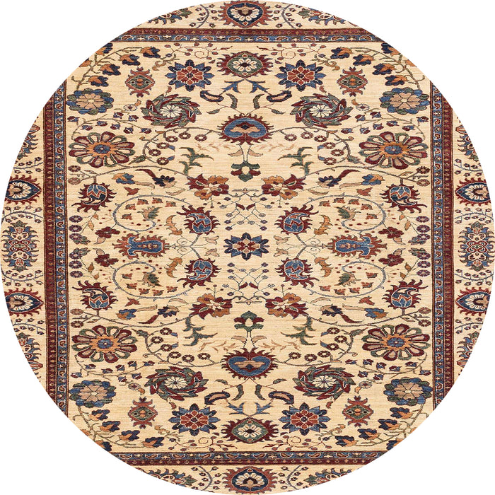 Round Machine Washable Abstract Chestnut Brown Rug, wshabs3601