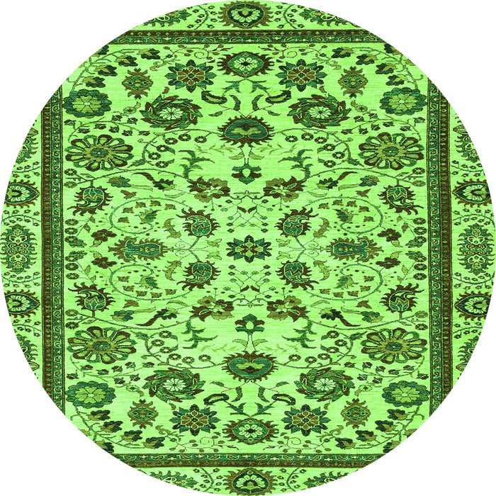 Round Machine Washable Abstract Green Modern Area Rugs, wshabs3601grn
