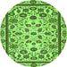 Round Machine Washable Abstract Green Modern Area Rugs, wshabs3601grn