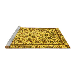 Sideview of Machine Washable Abstract Yellow Modern Rug, wshabs3601yw