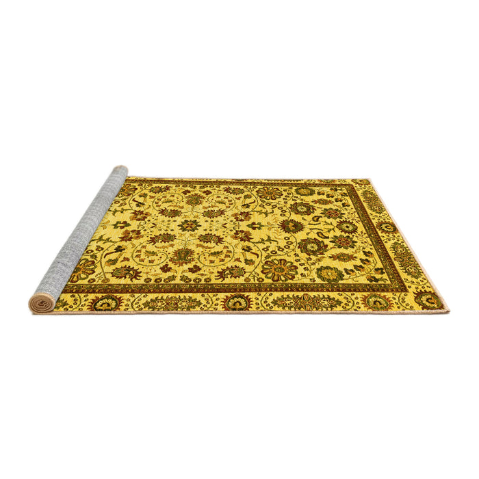 Sideview of Machine Washable Abstract Yellow Modern Rug, wshabs3601yw