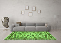 Machine Washable Abstract Green Modern Rug, wshabs3601grn