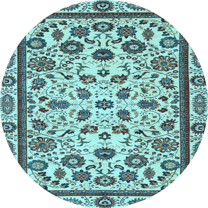 Round Abstract Light Blue Modern Rug, abs3601lblu