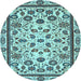 Round Abstract Light Blue Modern Rug, abs3601lblu