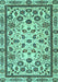 Machine Washable Abstract Turquoise Modern Area Rugs, wshabs3601turq