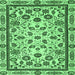 Square Machine Washable Abstract Emerald Green Modern Area Rugs, wshabs3601emgrn