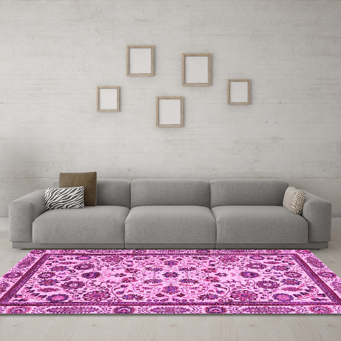 Machine Washable Abstract Pink Modern Rug in a Living Room, wshabs3601pnk