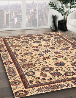 Machine Washable Abstract Chestnut Brown Rug in a Family Room, wshabs3601