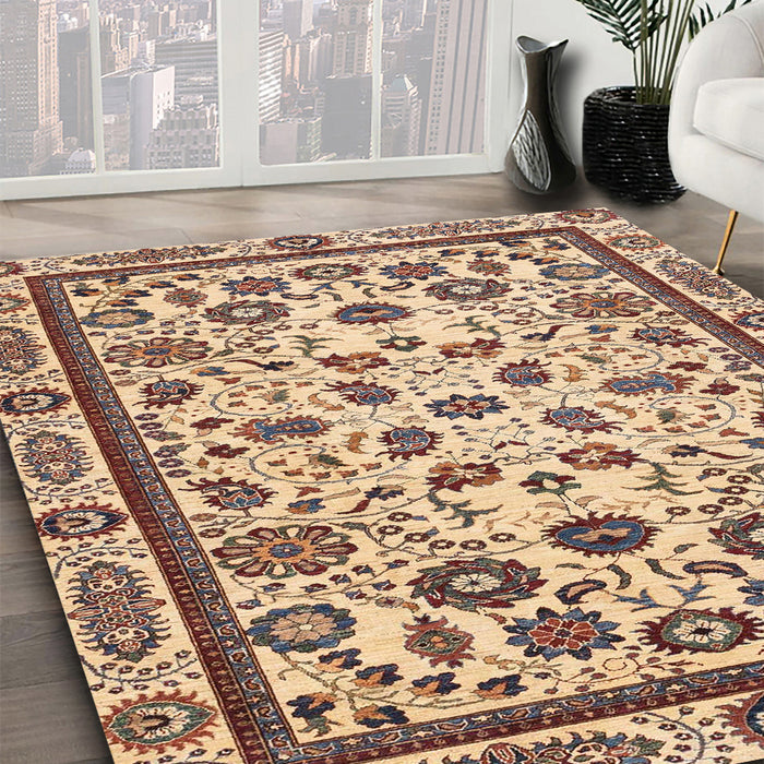 Machine Washable Abstract Chestnut Brown Rug in a Family Room, wshabs3601