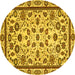 Round Abstract Yellow Modern Rug, abs3601yw