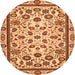 Round Machine Washable Abstract Orange Modern Area Rugs, wshabs3601org