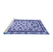 Sideview of Machine Washable Abstract Blue Modern Rug, wshabs3601blu