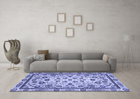 Machine Washable Abstract Blue Modern Rug, wshabs3601blu