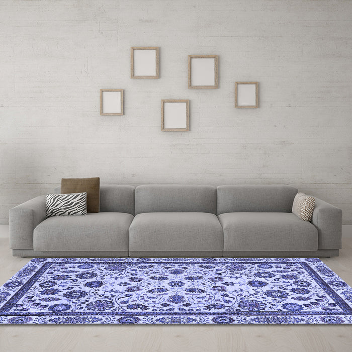 Machine Washable Abstract Blue Modern Rug in a Living Room, wshabs3601blu