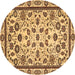 Round Abstract Brown Modern Rug, abs3601brn