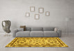 Machine Washable Abstract Yellow Modern Rug in a Living Room, wshabs3601yw