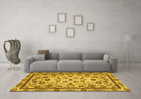 Machine Washable Abstract Yellow Modern Rug, wshabs3601yw