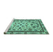 Sideview of Machine Washable Abstract Turquoise Modern Area Rugs, wshabs3601turq