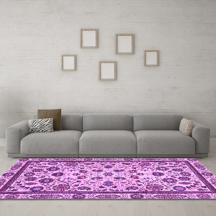 Machine Washable Abstract Purple Modern Area Rugs in a Living Room, wshabs3601pur