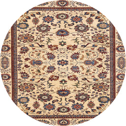 Round Abstract Chestnut Brown Modern Rug, abs3601